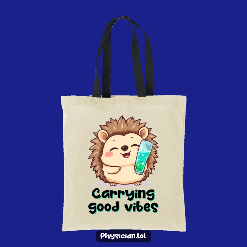 Funny Hedgehog Nurse Tote Bag: Cheerful Shot Giver, Carry Your Courage