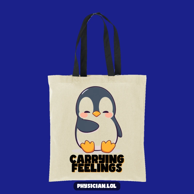 Funny Penguin Tote Bag: Shy Bird's Gentle Pat, Your New Favorite Funny Gift