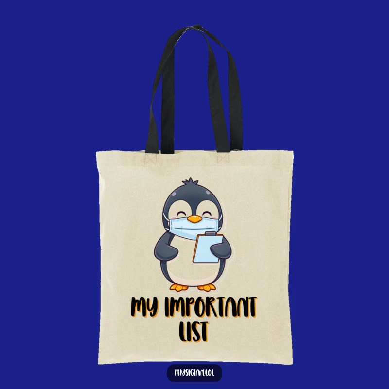 Funny Penguin Mask Tote Bag: Happy Admin Penguin Carry-all